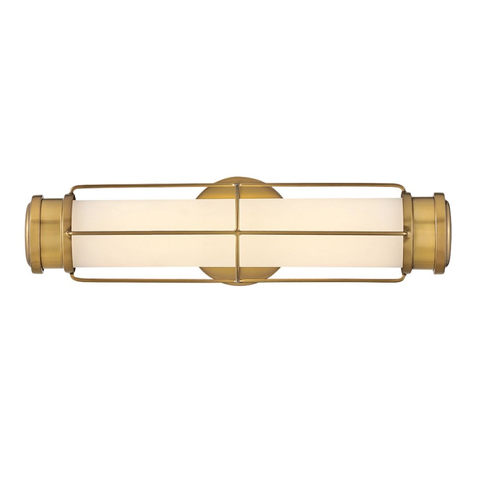 Saylor small bathroom wall light heritage brass/white 43.2 cm IP44