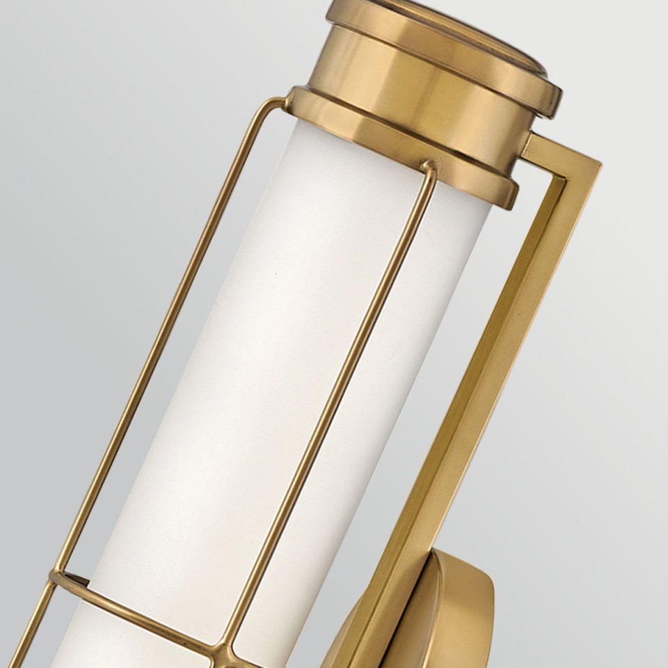 Saylor small bathroom wall light heritage brass/white 43.2 cm IP44