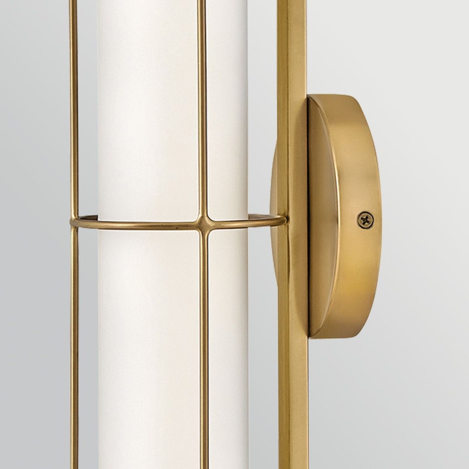 Saylor small bathroom wall light heritage brass/white 43.2 cm IP44