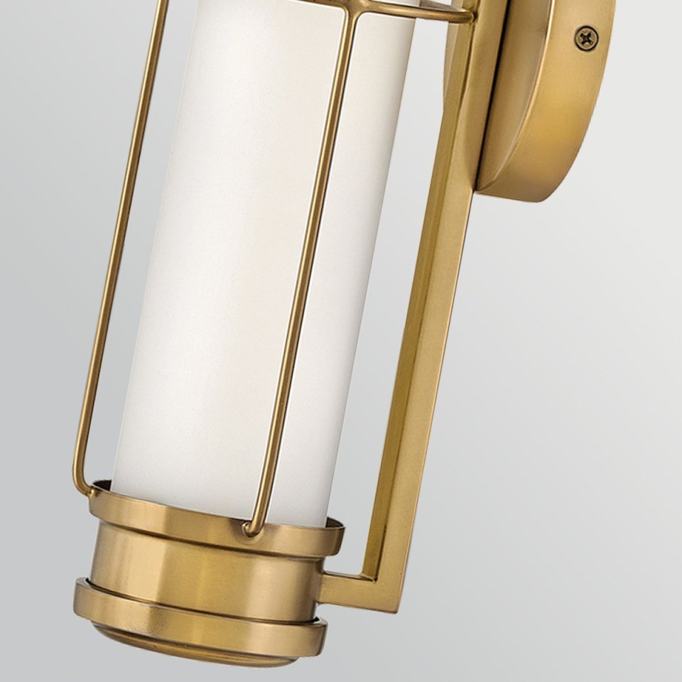 Saylor small bathroom wall light heritage brass/white 43.2 cm IP44