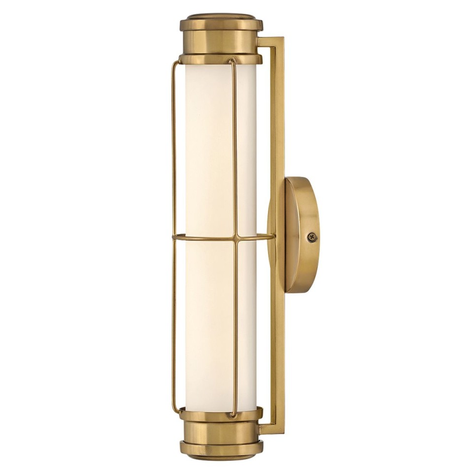 Saylor small bathroom wall light heritage brass/white 43.2 cm IP44