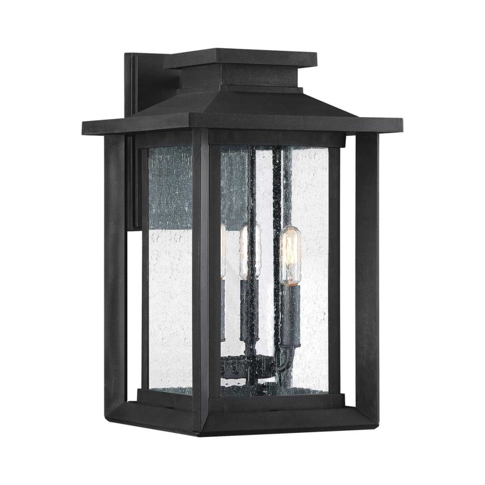 Wakefield 3-lt large outdoor wall light earth black/clear 43.3 cm IP44
