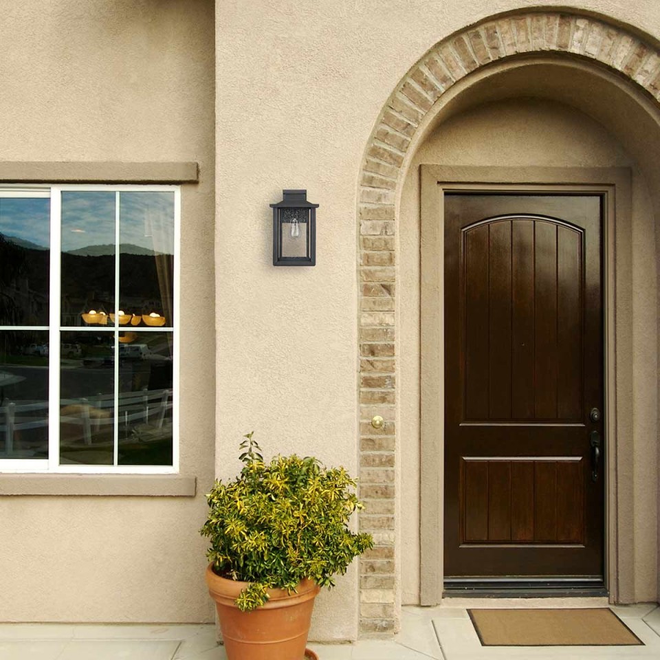 Wakefield 1-ljus medium utomhusvägglampa jord svart/klar 35,7 cm IP44