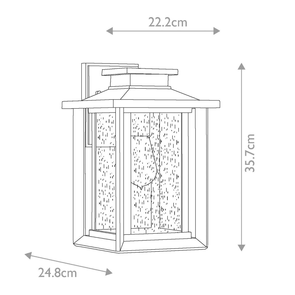 Wakefield 1-ljus medium utomhusvägglampa jord svart/klar 35,7 cm IP44