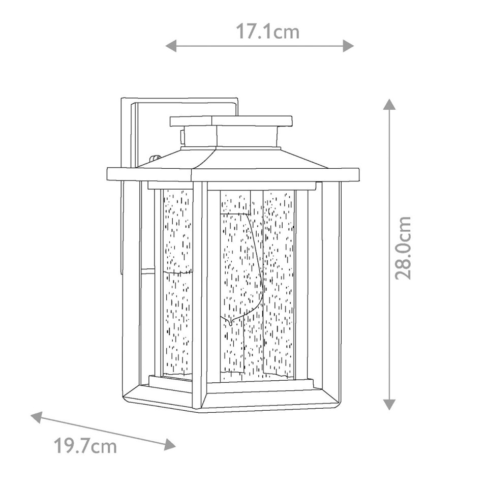 Wakefield 1-Ljus liten utomhusvägglampa jord svart/klar 28 cm IP44
