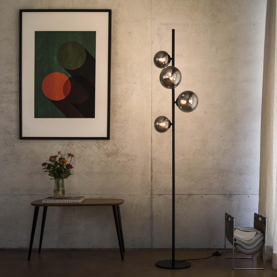 Perlage PT4 golvlampa matt svart/rökgrå 164 cm