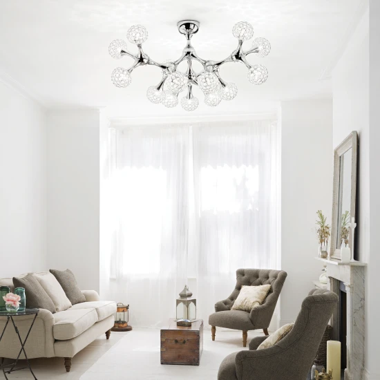Nodi Bianco Ceiling Light SP9 Chrome  80cm
