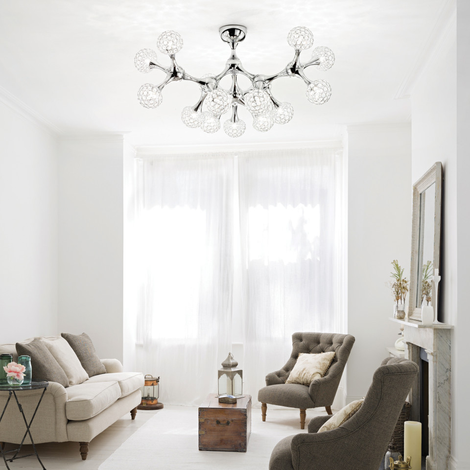 Nodi Bianco Ceiling Light SP9 Chrome  80cm