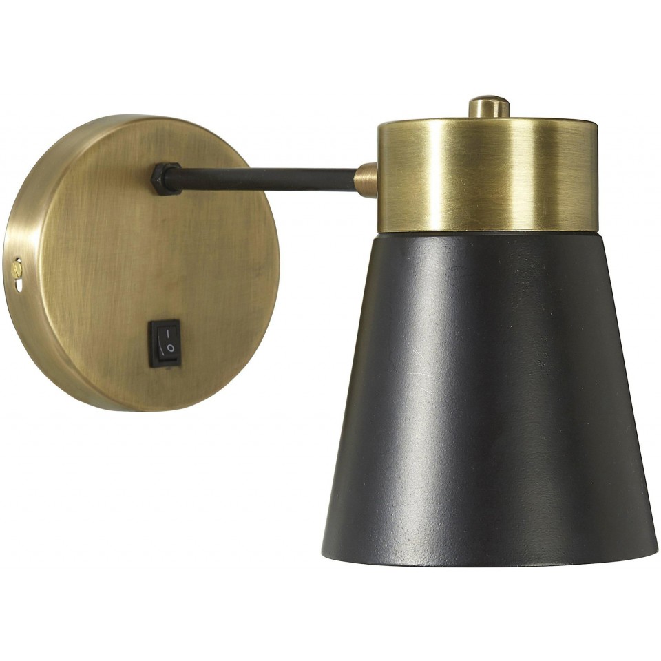 Luna Vägglampa Svart/Mässing 13cm PR Home Luna Vägglampa Svart/Mässing 13cm