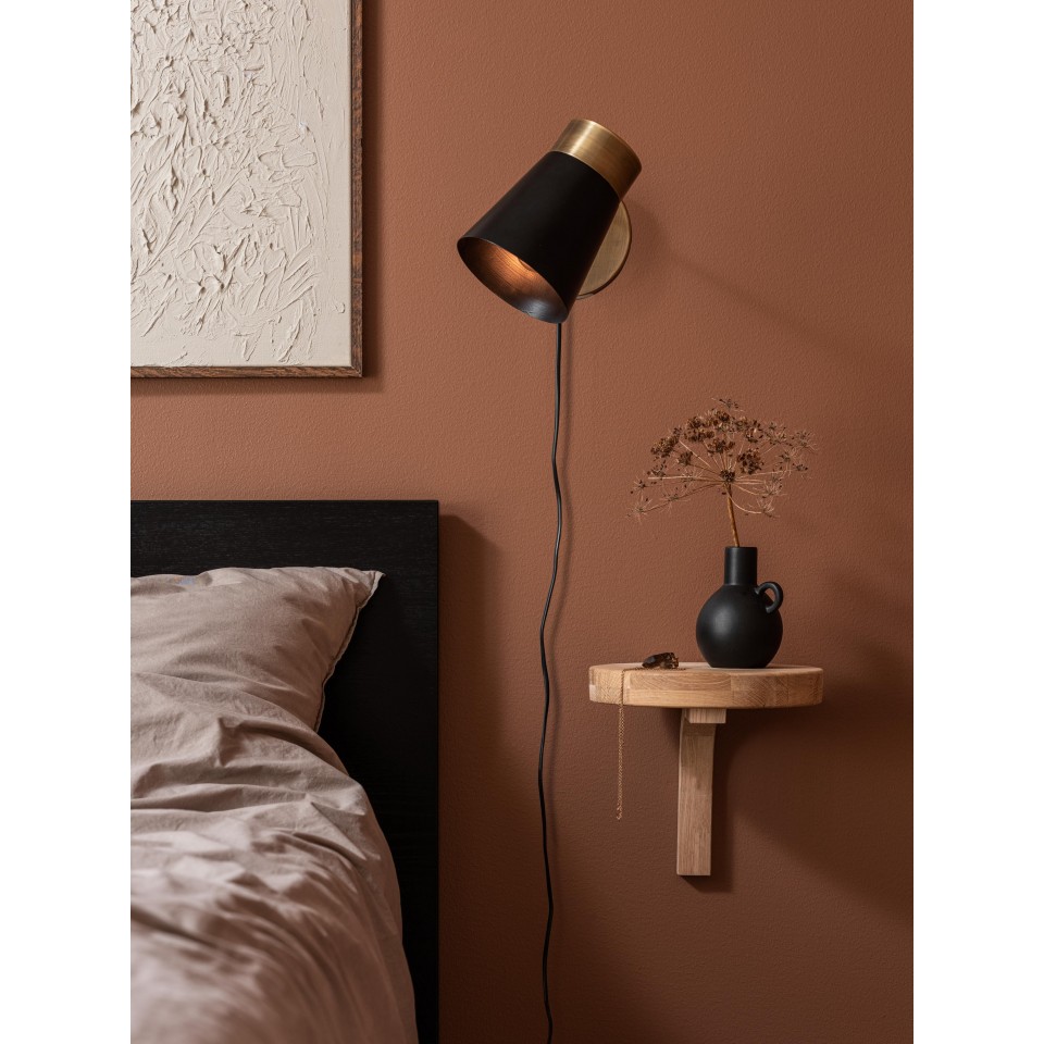 Luna Vägglampa Svart/Mässing 13cm PR Home Luna Vägglampa Svart/Mässing 13cm