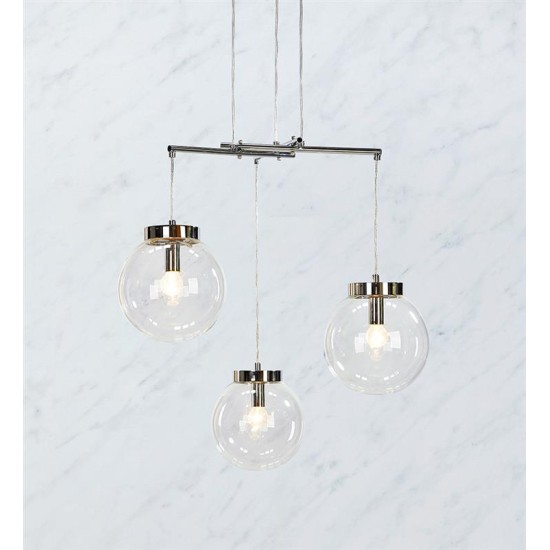 SICILY Taklampa Krom/Klar 3-ljus 66cm