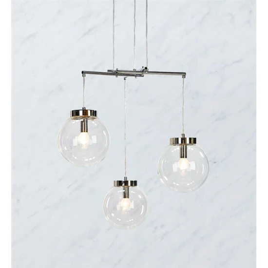 SICILY Taklampa Krom/Klar 3-ljus 66cm SICILY Taklampa Krom/Klar 3-ljus 66cm
