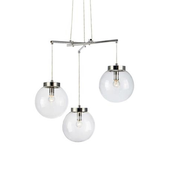 SICILY Ceiling Light Chrome/Clear 3-light 66cm