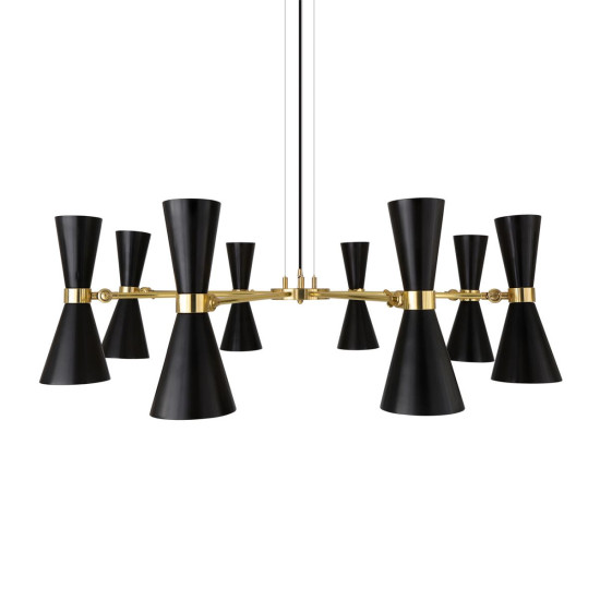 Cairo ljuskrona svart guld/vitguld 115cm