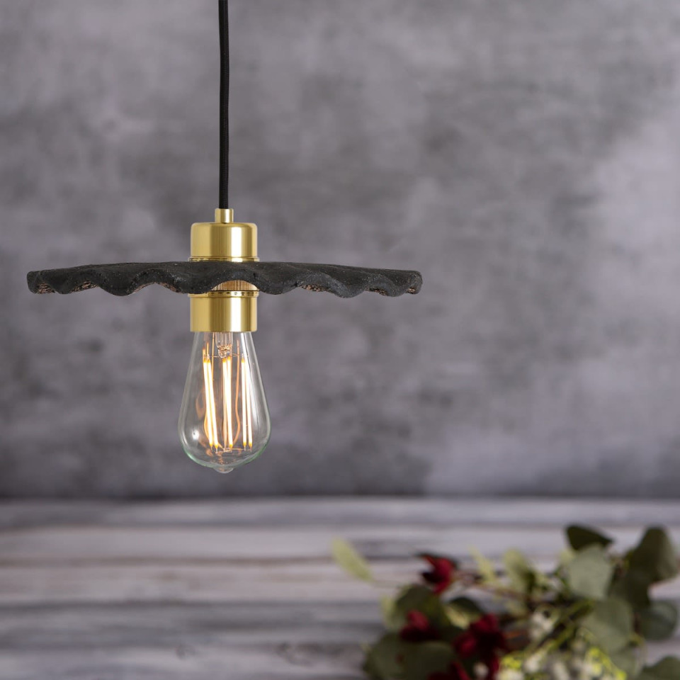 Kapok Ceiling Lamp Ceramic Black Clay 27cm