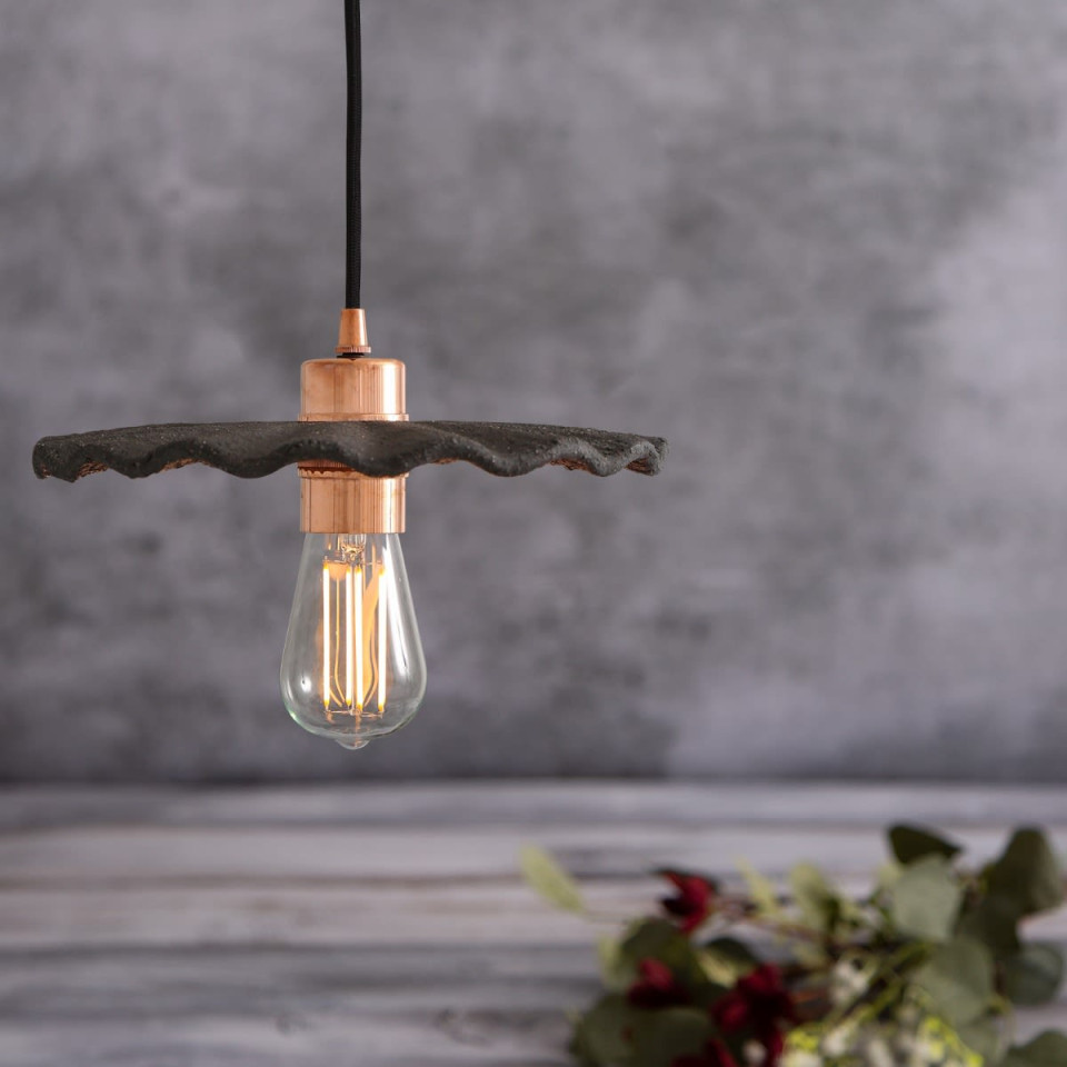 Kapok Ceiling Lamp Ceramic Black Clay 27cm