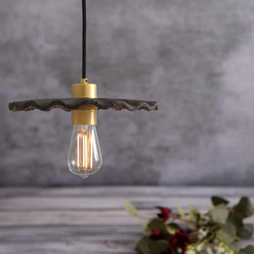 Kapok Ceiling Lamp Ceramic Black Clay 27cm