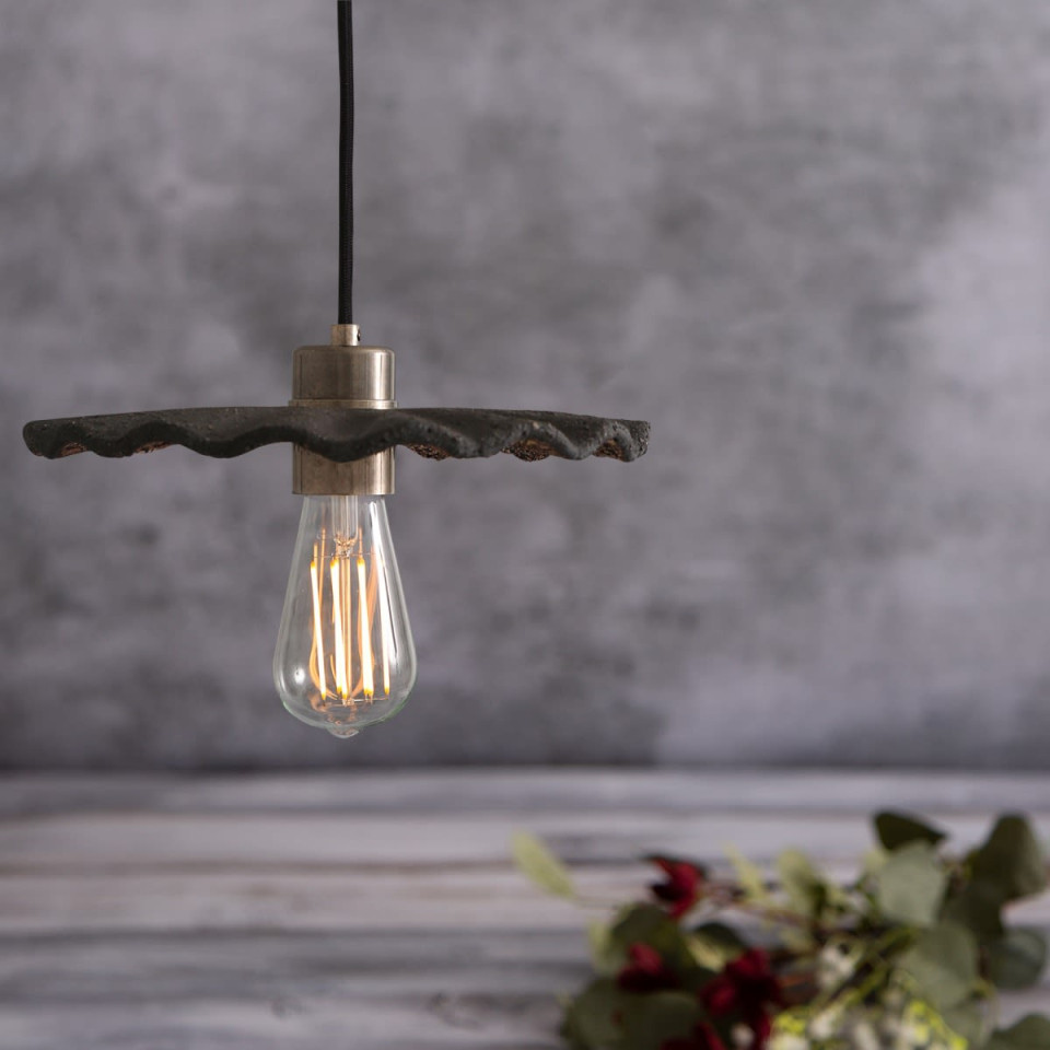 Kapok Ceiling Lamp Ceramic Black Clay 27cm