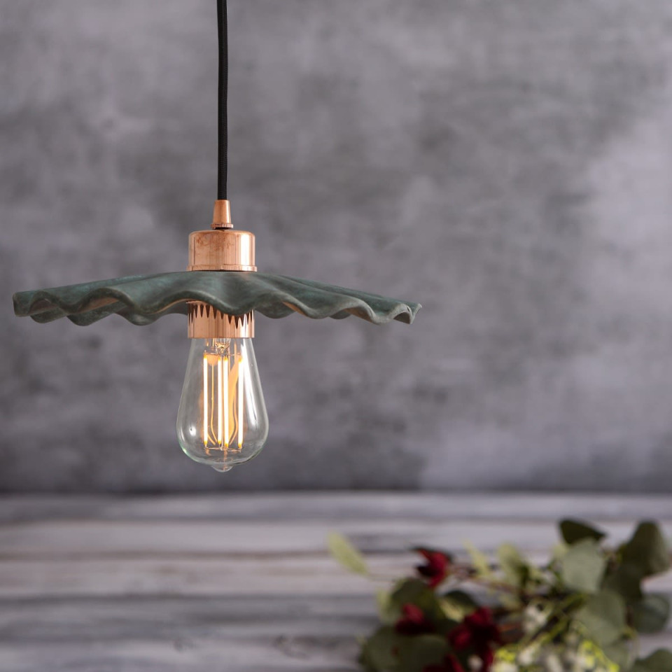 Kapok Ceiling Lamp Ceramic Blue Earth 27cm