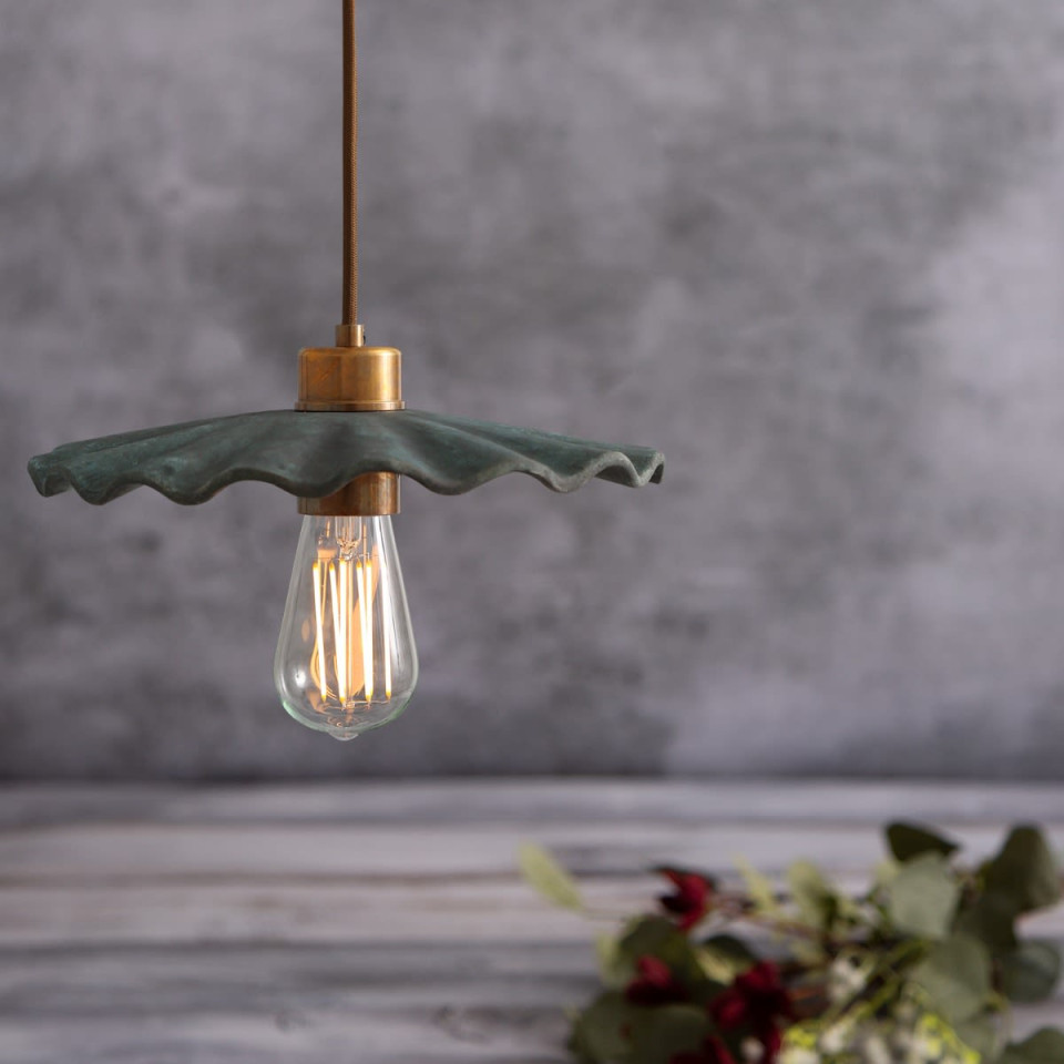Kapok Ceiling Lamp Ceramic Blue Earth 27cm