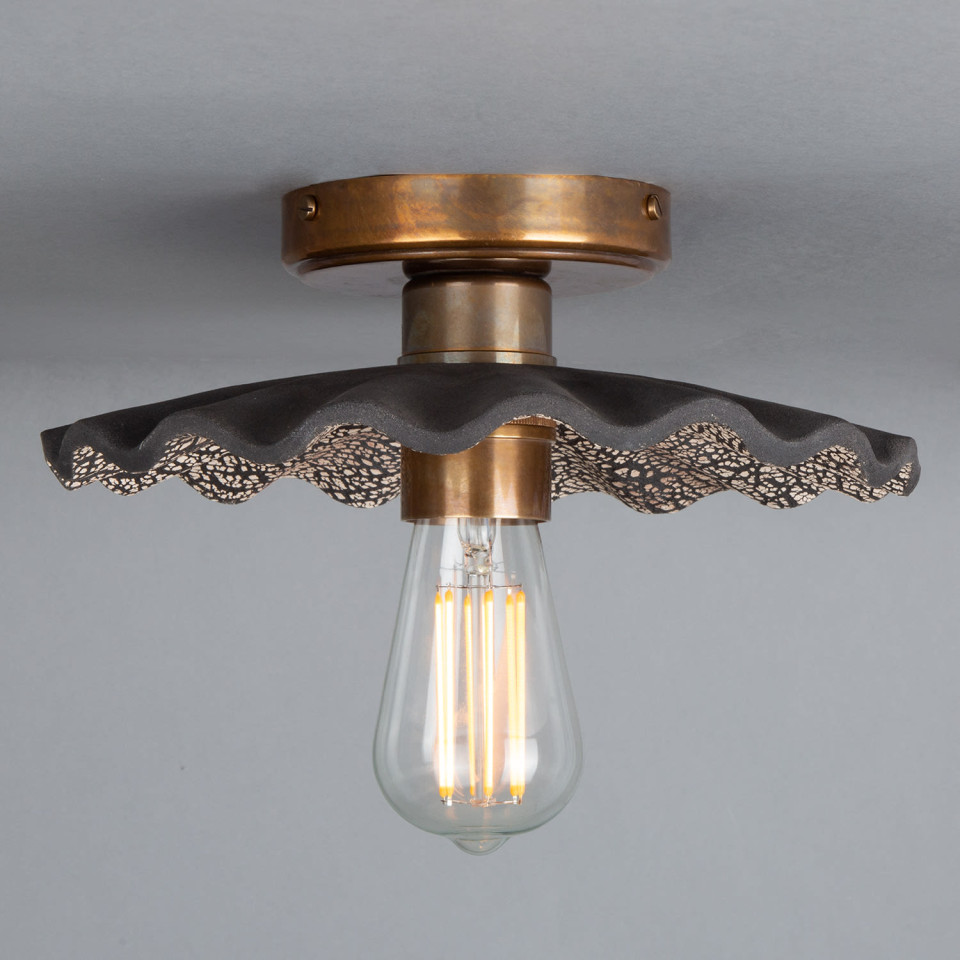 Kapok Flush Fitting Light Ceramic Black Clay 27cm