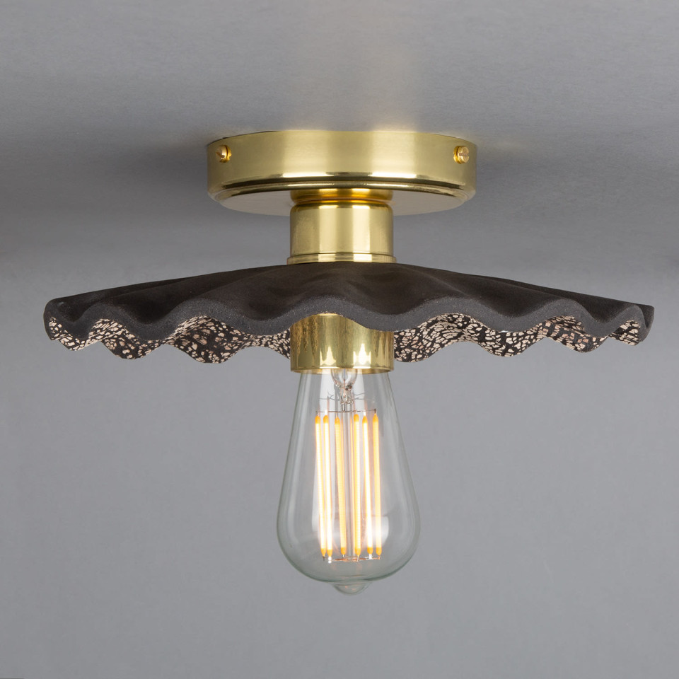 Kapok Flush Fitting Light Ceramic Black Clay 27cm