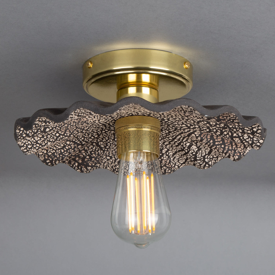 Kapok Flush Fitting Light Ceramic Black Clay 27cm