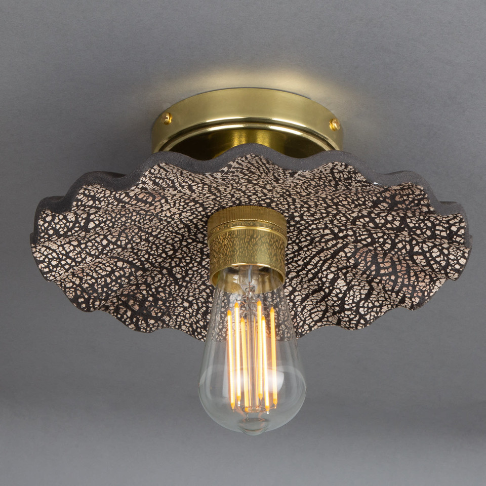 Kapok Flush Fitting Light Ceramic Black Clay 27cm