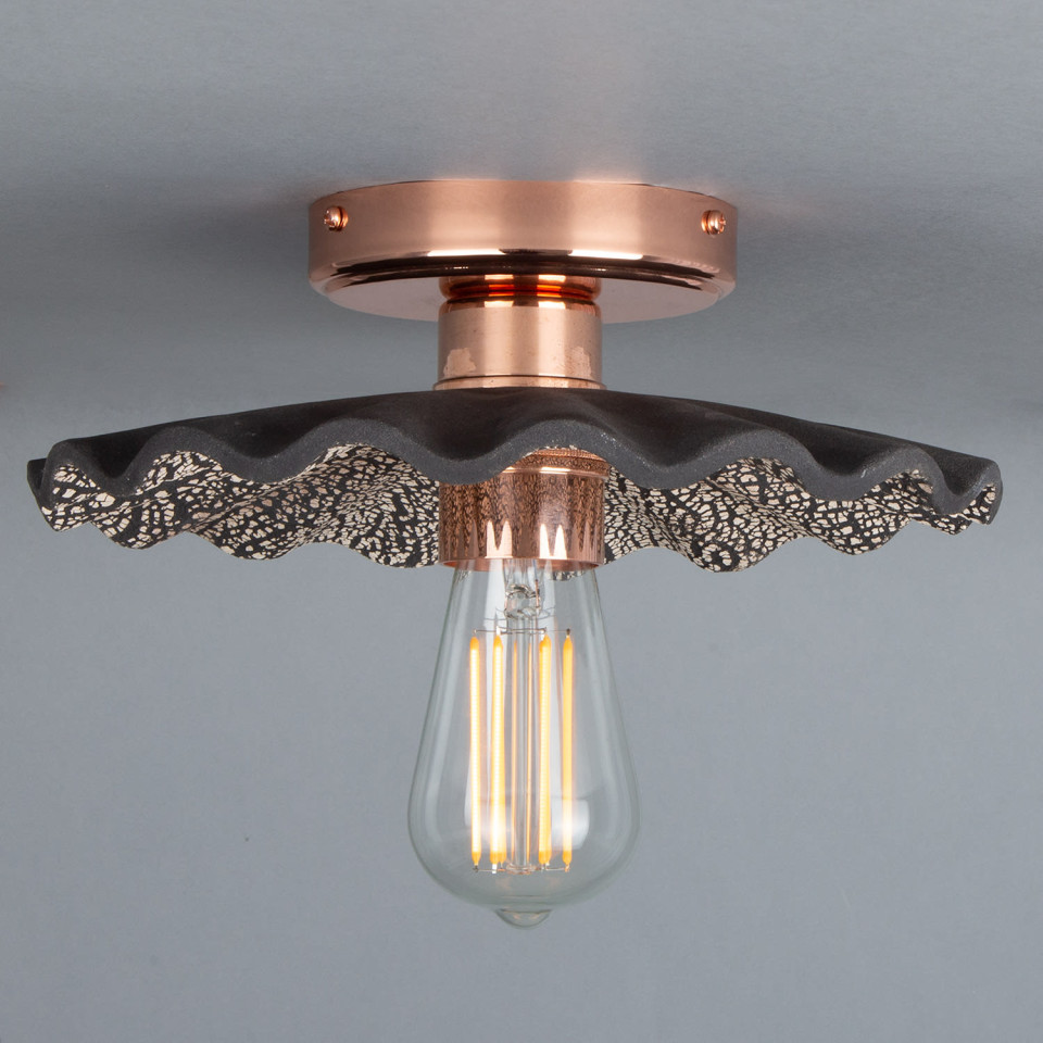 Kapok Flush Fitting Light Ceramic Black Clay 27cm