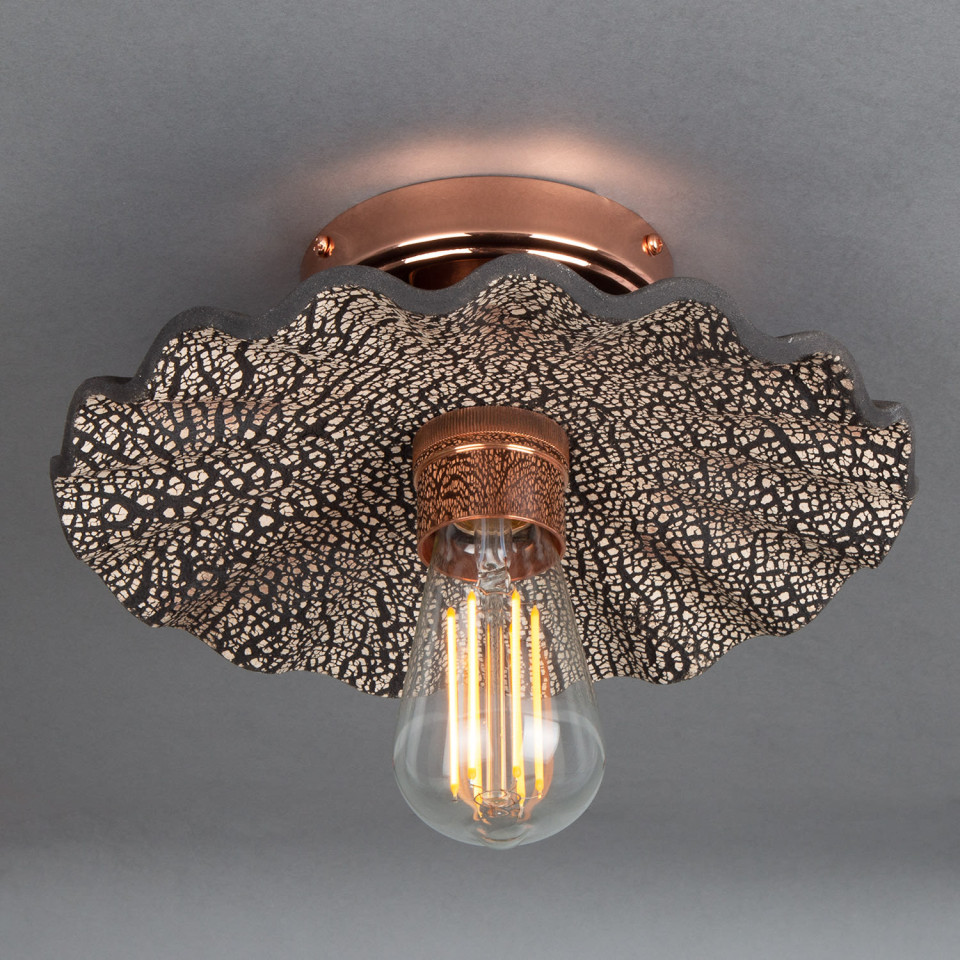 Kapok Flush Fitting Light Ceramic Black Clay 27cm