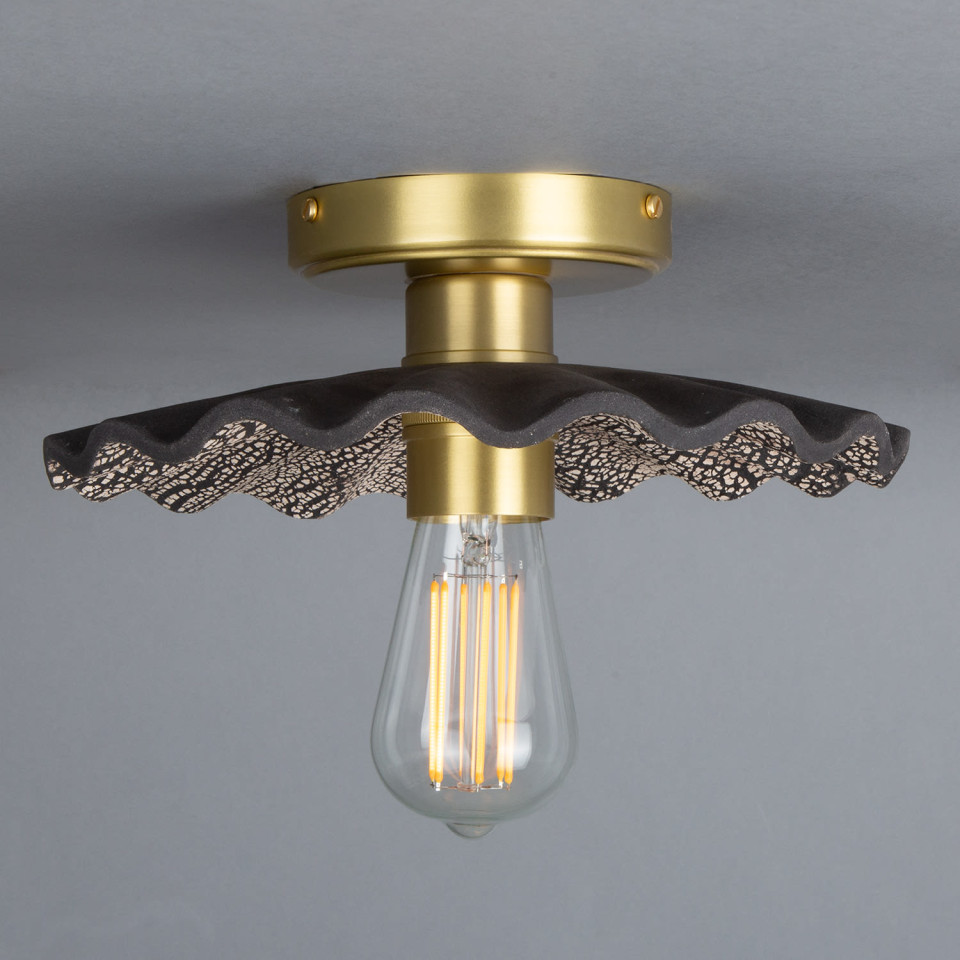 Kapok Flush Fitting Light Ceramic Black Clay 27cm