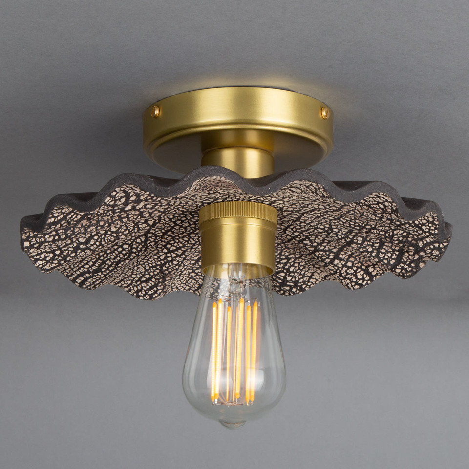 Kapok Flush Fitting Light Ceramic Black Clay 27cm