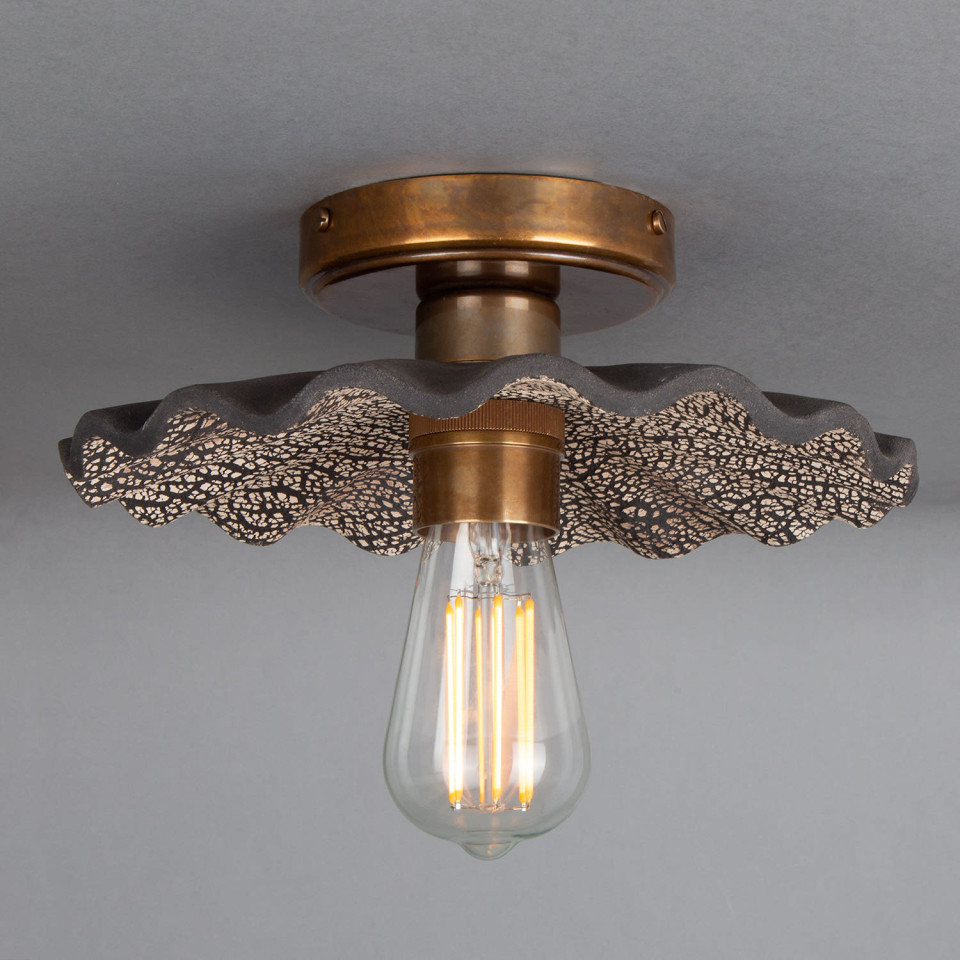 Kapok Flush Fitting Light Ceramic Black Clay 27cm