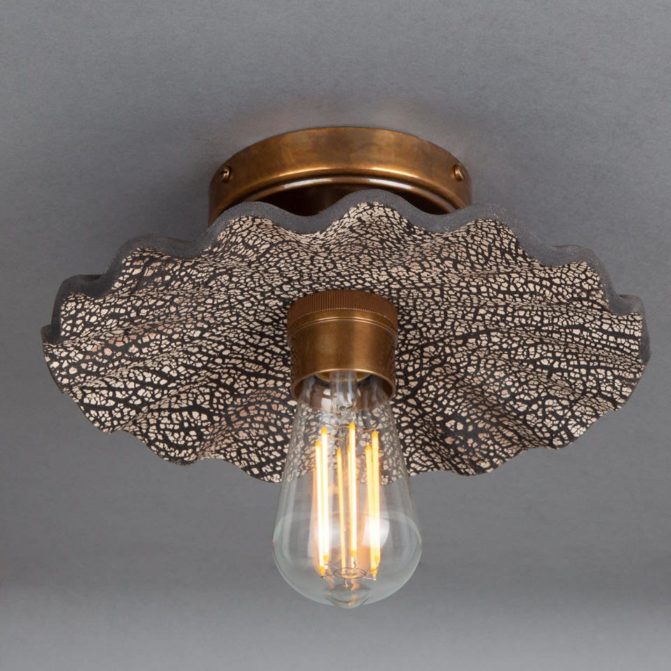Kapok Flush Fitting Light Ceramic Black Clay 27cm
