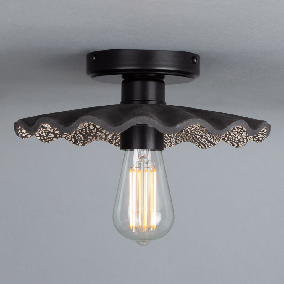 Kapok Flush Fitting Light Ceramic Black Clay 27cm