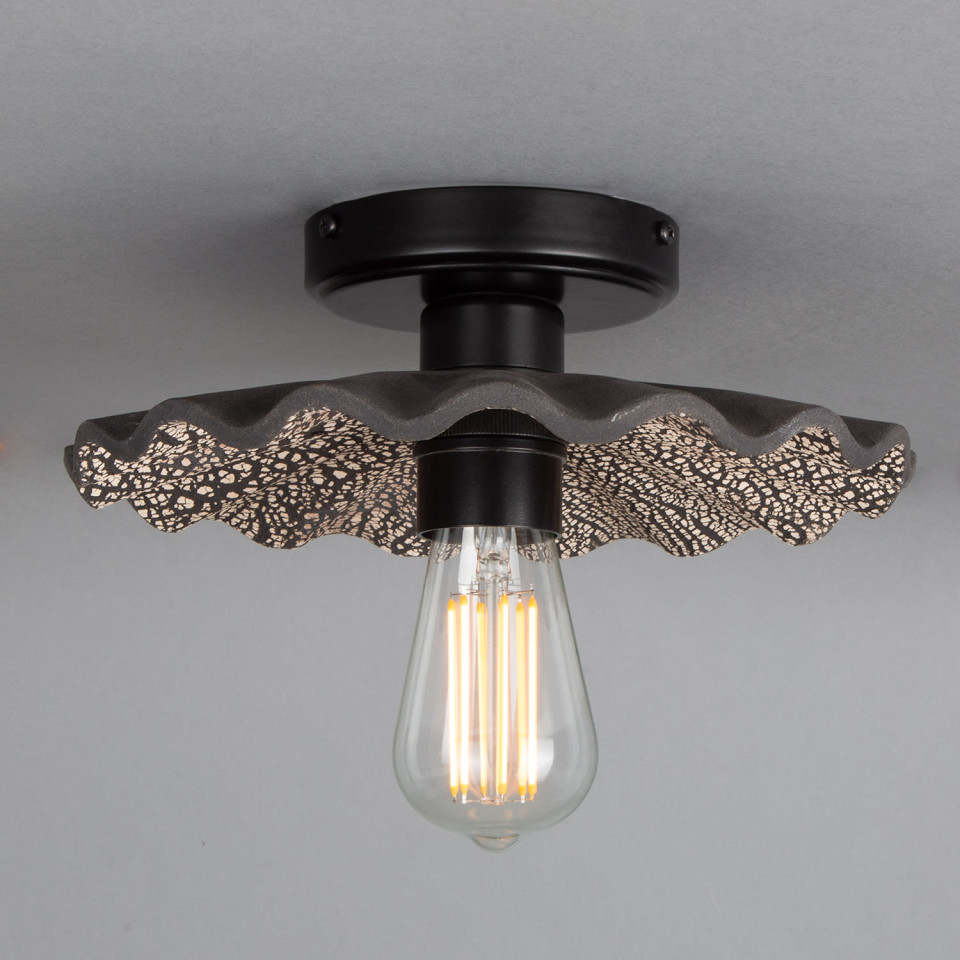 Kapok Flush Fitting Light Ceramic Black Clay 27cm