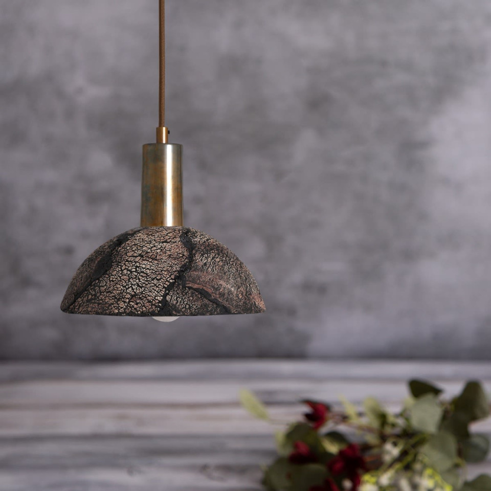 Kauri Ceiling Lamp Ceramic Black Clay 20cm