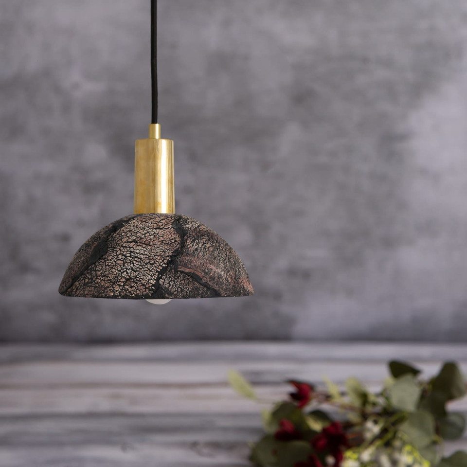 Kauri Ceiling Lamp Ceramic Black Clay 20cm
