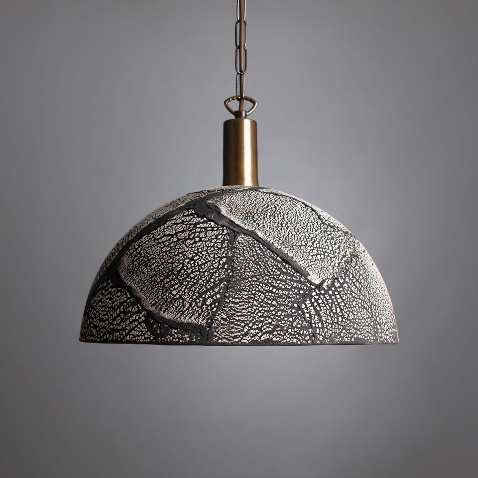 Kauri Ceiling Lamp Ceramic Black Clay 37cm