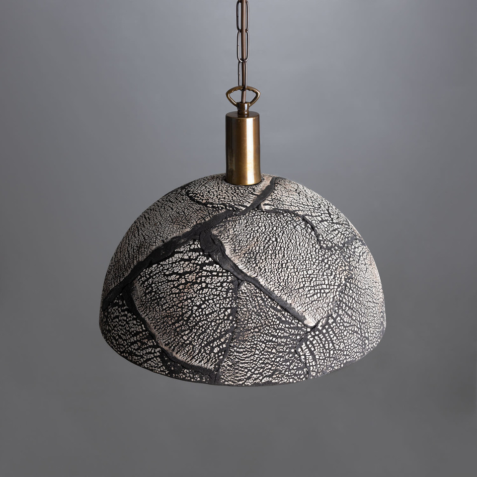 Kauri Ceiling Lamp Ceramic Black Clay 37cm