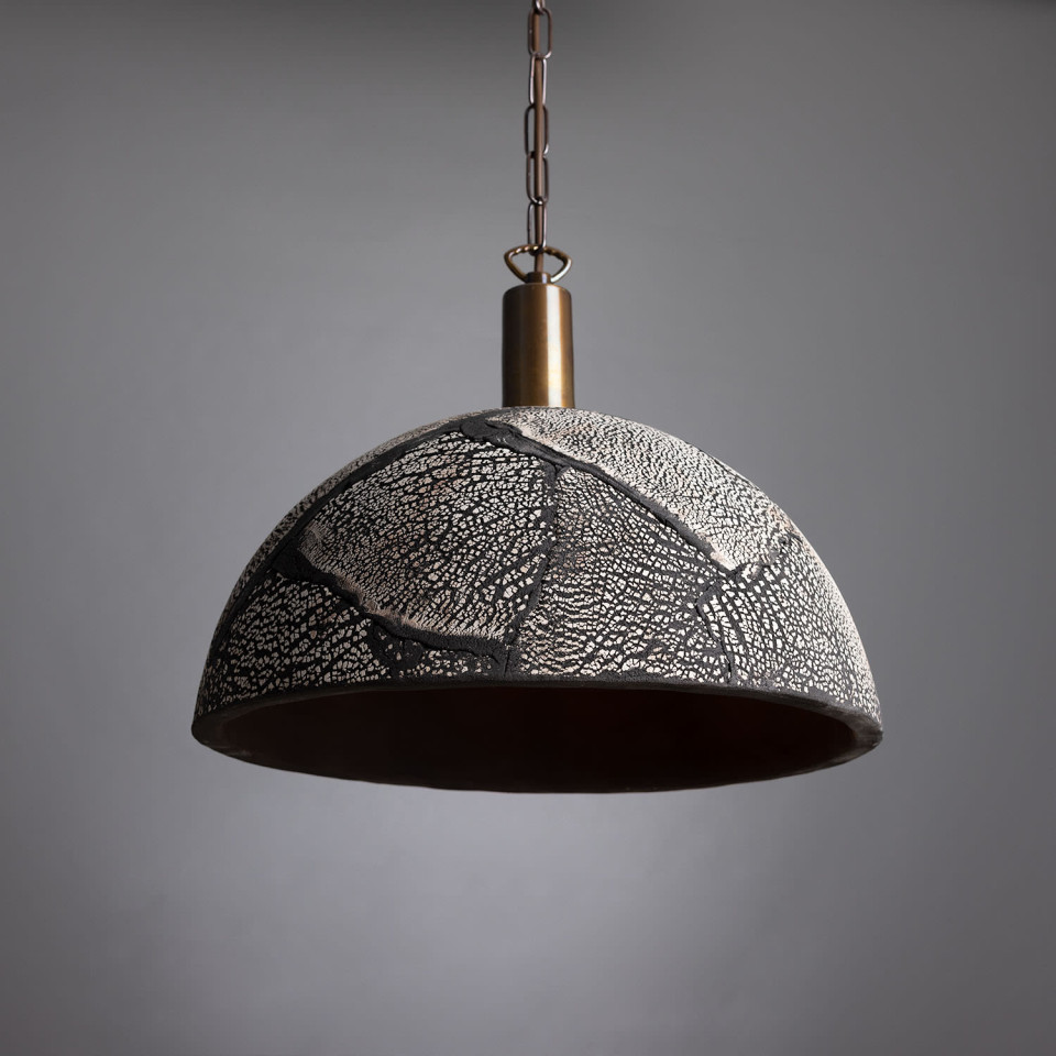 Kauri Ceiling Lamp Ceramic Black Clay 37cm