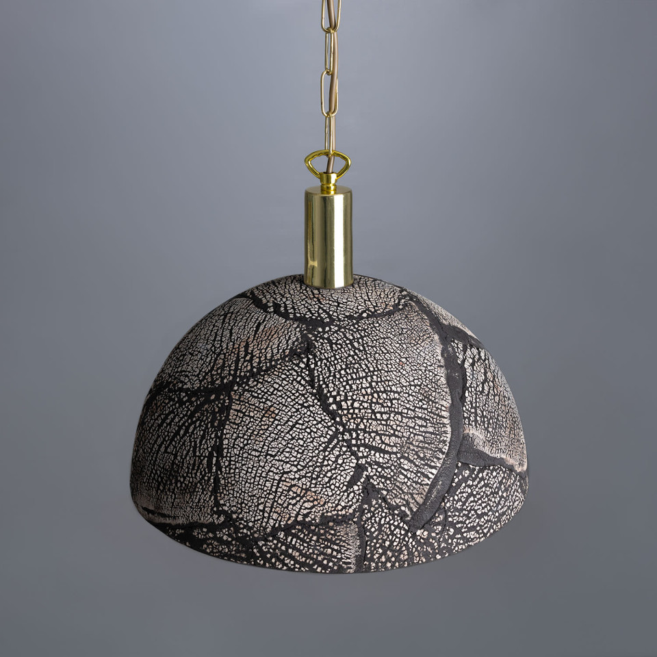 Kauri Ceiling Lamp Ceramic Black Clay 37cm