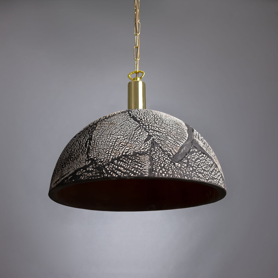 Kauri Ceiling Lamp Ceramic Black Clay 37cm
