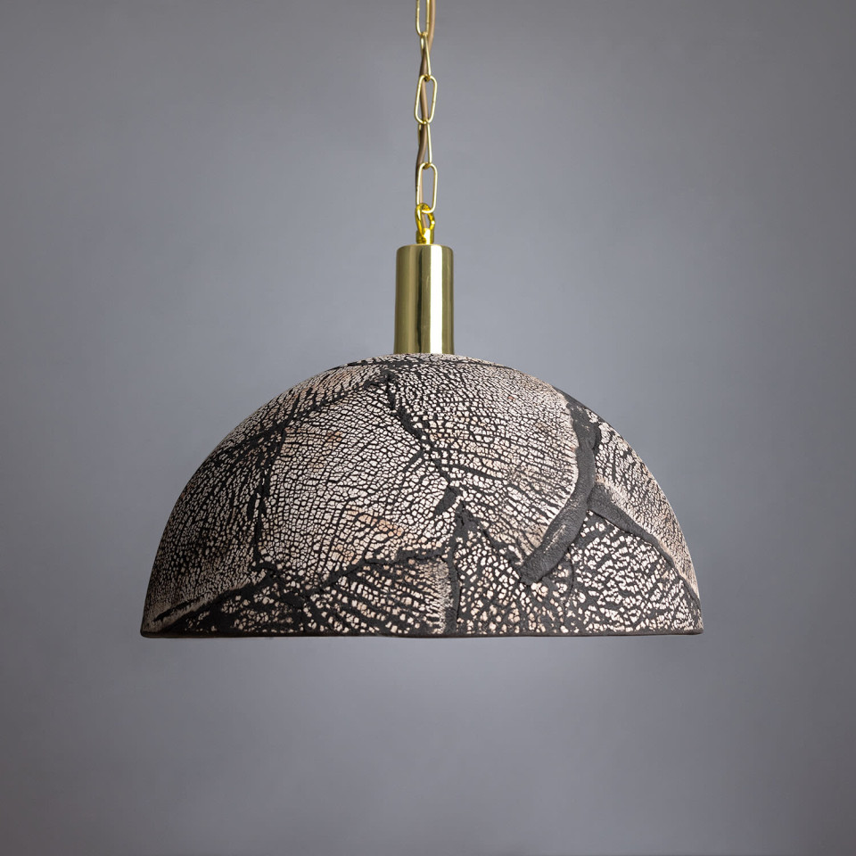 Kauri Ceiling Lamp Ceramic Black Clay 37cm