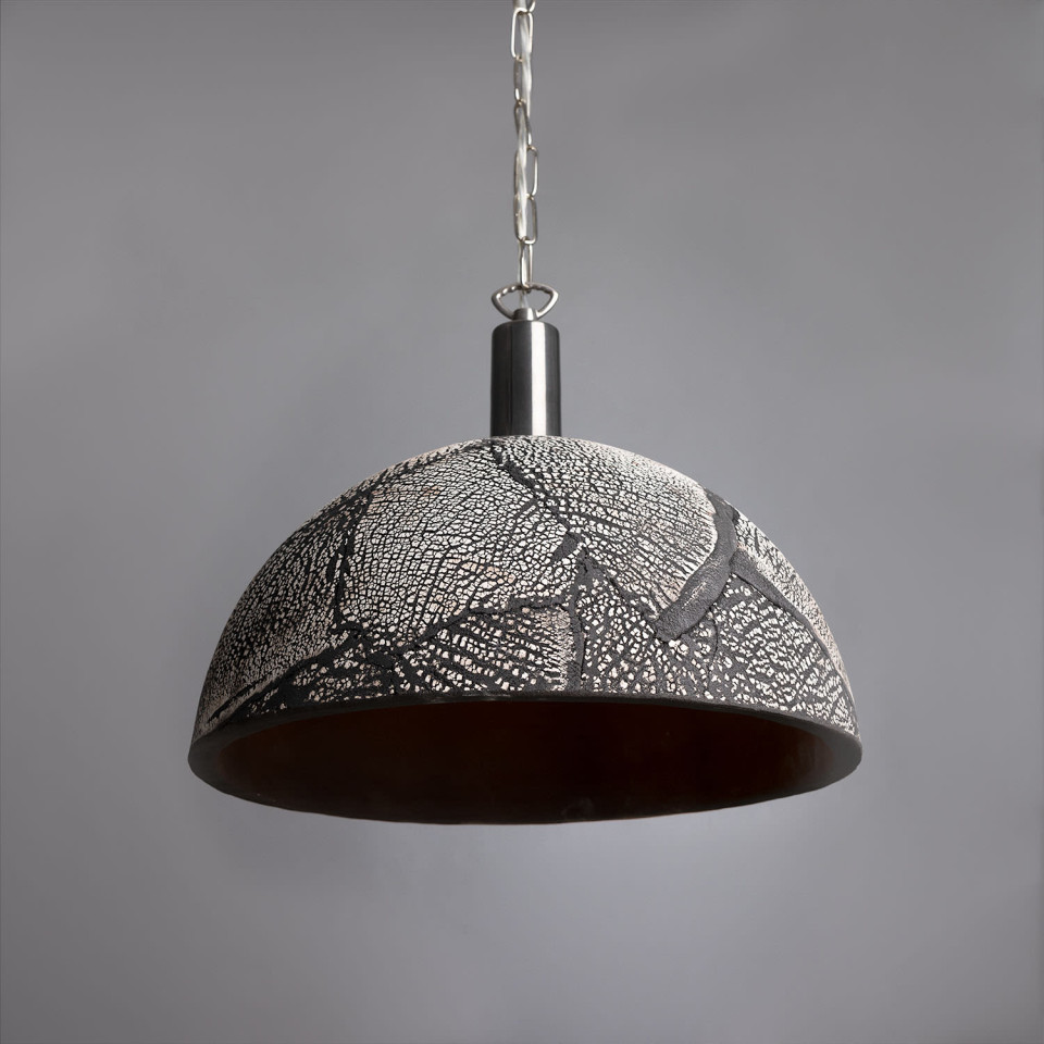Kauri Ceiling Lamp Ceramic Black Clay 37cm