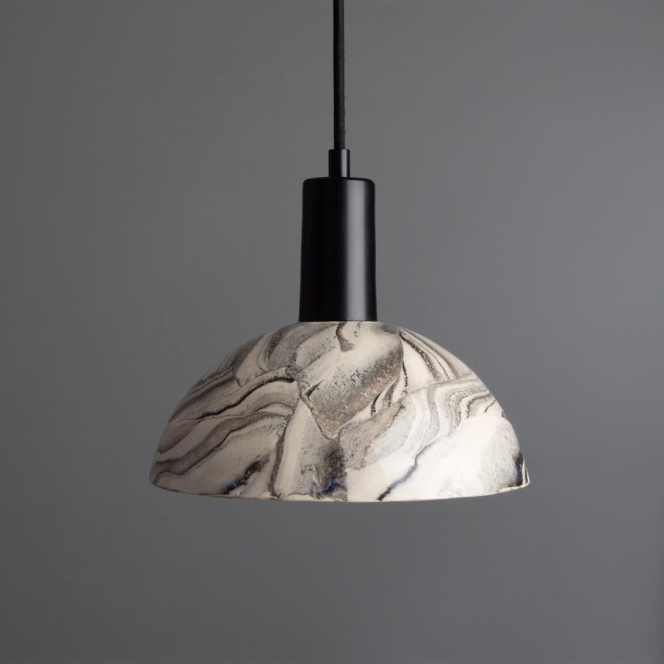 Kauri Ceiling Lamp Ceramic Black/White 20cm