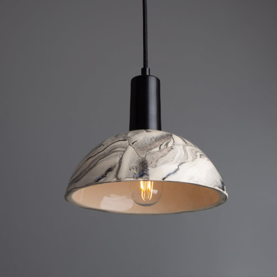 Kauri Ceiling Lamp Ceramic Black/White 20cm
