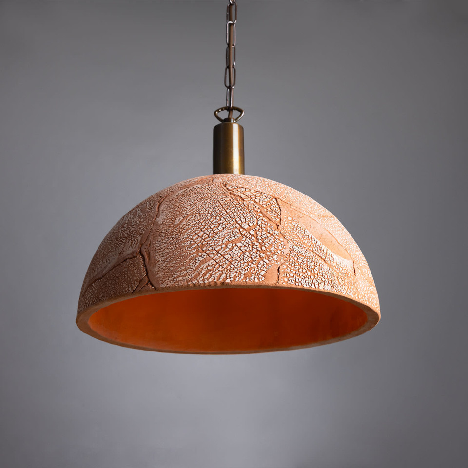 Kauri Ceiling Lamp Ceramic Red Iron 37cm