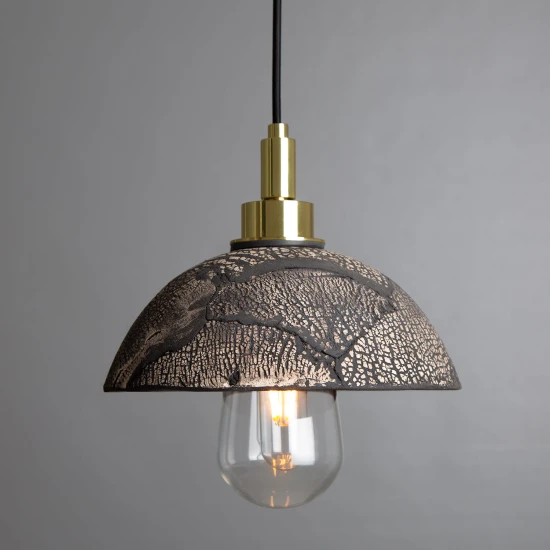 Kingii badrumstaklampa keramik svart lera 20cm IP44
