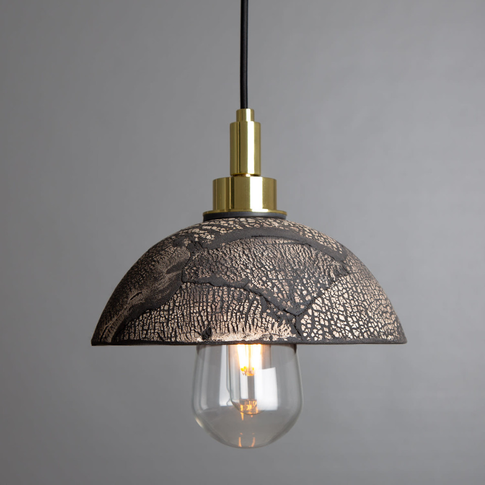 Kingii badrumstaklampa keramik svart lera 20cm IP44